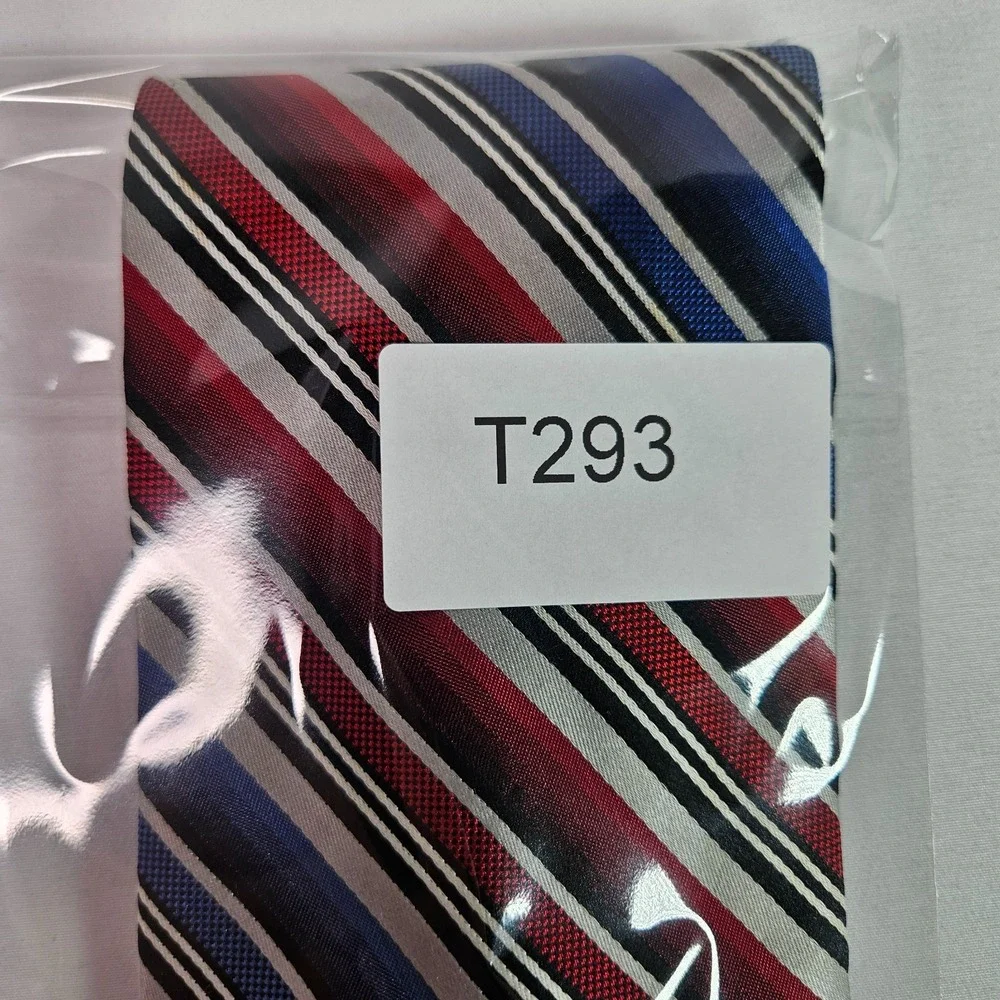 Stafford‎ 100% Silk Hand Made Men Tie Red Blue Stripes 4